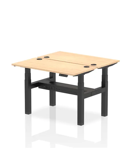 Dynamic Air 1200 x 600mm Height Adjustable 2 Person Bench Desk Maple Top Cable Ports HA01542