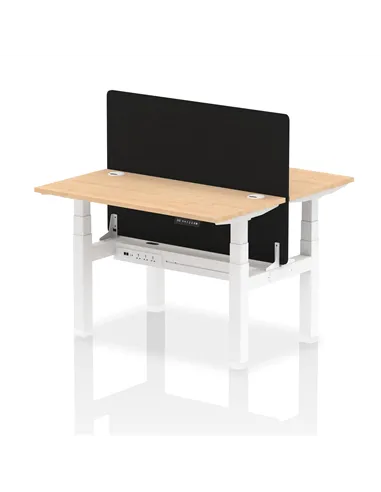 Dynamic Air 1200 x 600mm Height Adjustable 2 Person Bench Desk Maple Top Cable Ports Screen HA01547