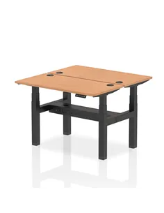 Dynamic Air 1200 x 600mm Height Adjustable 2 Person Bench Desk Oak Top Cable Ports HA01548