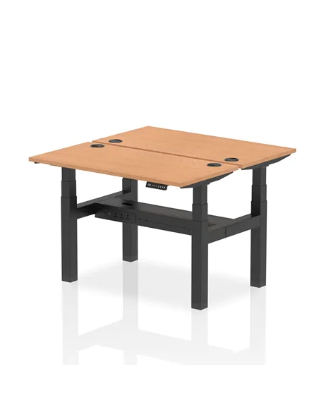 Dynamic Air 1200 x 600mm Height Adjustable 2 Person Bench Desk Oak Top Cable Ports HA01548
