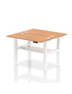 Dynamic Air 1200 x 600mm Height Adjustable 2 Person Bench Desk Oak Top Cable Ports HA01552