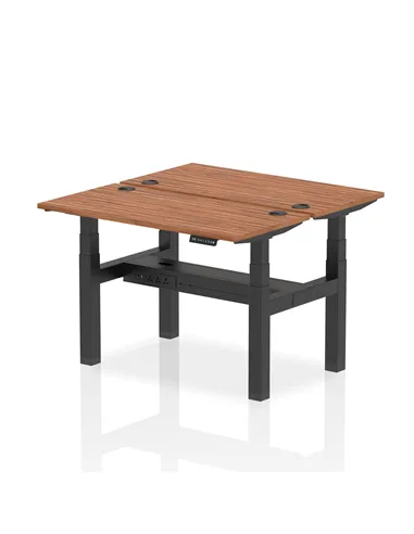 Dynamic Air 1200 x 600mm Height Adjustable 2 Person Bench Desk Walnut Top Cable Ports HA01554