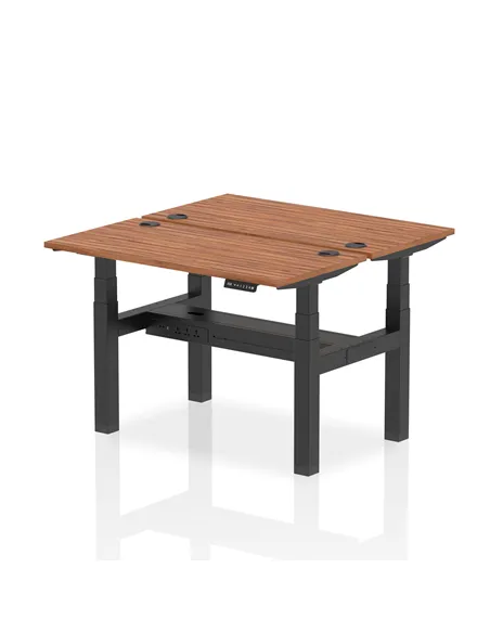Dynamic Air 1200 x 600mm Height Adjustable 2 Person Bench Desk Walnut Top Cable Ports HA01554