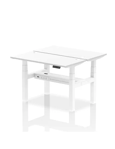 Dynamic Air 1200 x 600mm Height Adjustable 2 Person Bench Desk White Top Cable Ports HA01564