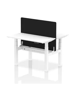 Dynamic Air 1200 x 600mm Height Adjustable 2 Person Bench Desk White Top Cable Ports Screen HA01565