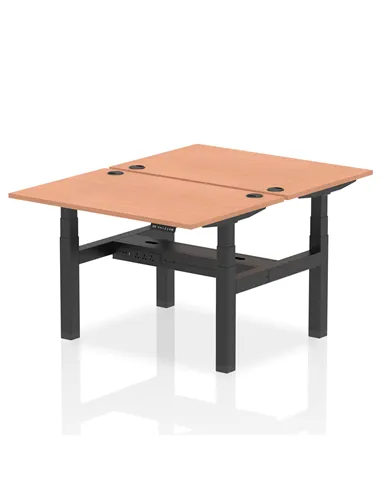Dynamic Air 1200 x 800mm Height Adjustable 2 Person Bench Desk Beech Top Cable Ports HA01638