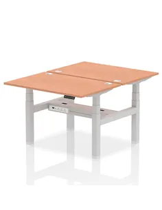 Dynamic Air 1200 x 800mm Height Adjustable 2 Person Bench Desk Beech Top Cable Ports HA01640