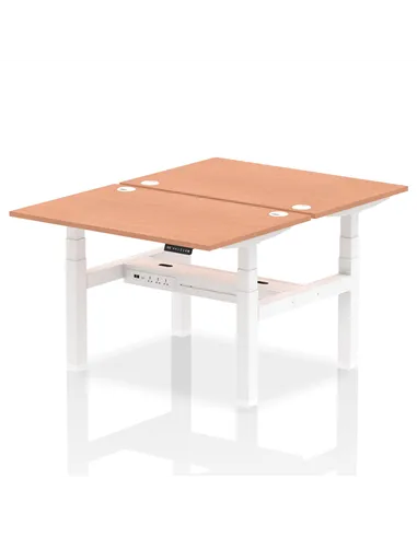 Dynamic Air 1200 x 800mm Height Adjustable 2 Person Bench Desk Beech Top Cable Ports HA01642