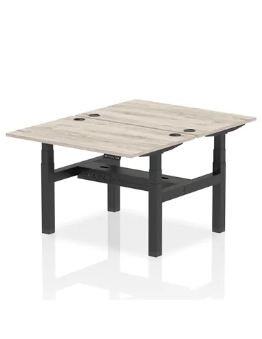 Dynamic Air 1200 x 800mm Height Adjustable 2 Person Bench Desk Grey Oak Top Cable Ports HA01650