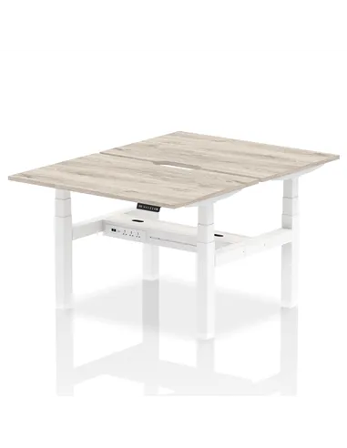 Dynamic Air 1200 x 800mm Height Adjustable 2 Person Bench Desk Grey Oak Top Scalloped Edge HA01660