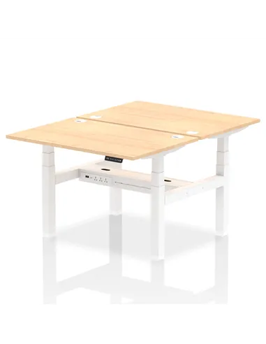 Dynamic Air 1200 x 800mm Height Adjustable 2 Person Bench Desk Maple Top Cable Ports HA01666