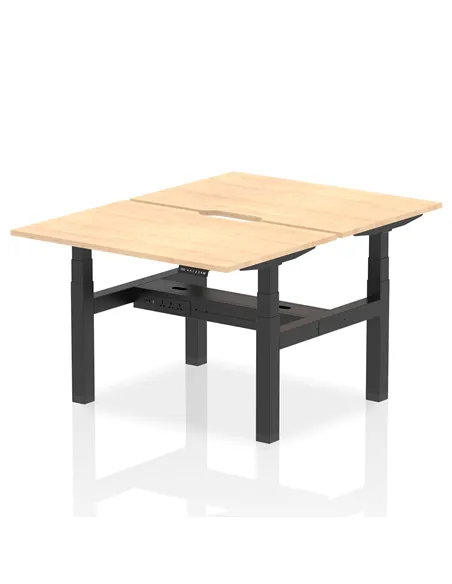 Dynamic Air 1200 x 800mm Height Adjustable 2 Person Bench Desk Maple Top Scalloped Edge HA01668