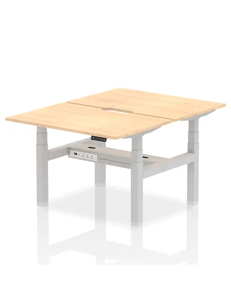Dynamic Air 1200 x 800mm Height Adjustable 2 Person Bench Desk Maple Top Scalloped Edge HA01670