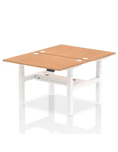 Dynamic Air 1200 x 800mm Height Adjustable 2 Person Bench Desk Oak Top Cable Ports HA01678