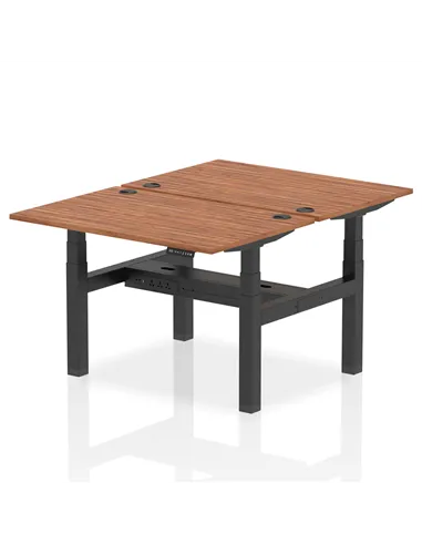 Dynamic Air 1200 x 800mm Height Adjustable 2 Person Bench Desk Walnut Top Cable Ports HA01686