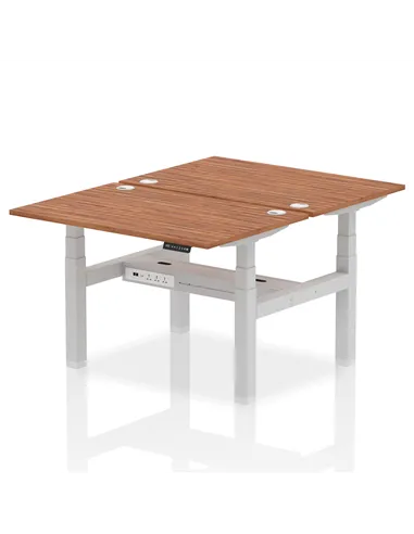 Dynamic Air 1200 x 800mm Height Adjustable 2 Person Bench Desk Walnut Top Cable Ports HA01688