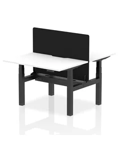 Dynamic Air 1200 x 800mm Height Adjustable 2 Person Bench Desk White Top Scalloped Edge Screen HA01705