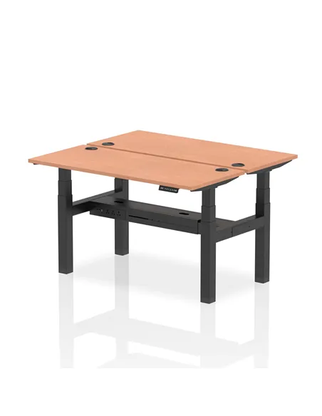Dynamic Air 1400 x 600mm Height Adjustable 2 Person Bench Desk Beech Top Cable Ports HA01854