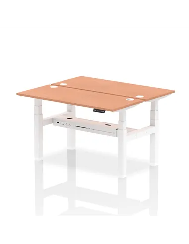 Dynamic Air 1400 x 600mm Height Adjustable 2 Person Bench Desk Beech Top Cable Ports HA01858
