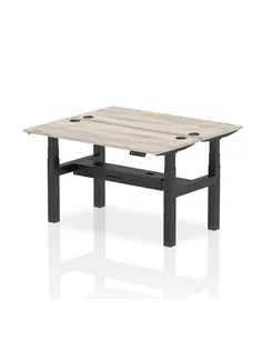 Dynamic Air 1400 x 600mm Height Adjustable 2 Person Bench Desk Grey Oak Top Cable Ports HA01860