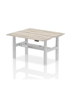 Dynamic Air 1400 x 600mm Height Adjustable 2 Person Bench Desk Grey Oak Top Cable Ports HA01862