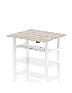 Dynamic Air 1400 x 600mm Height Adjustable 2 Person Bench Desk Grey Oak Top Cable Ports HA01864