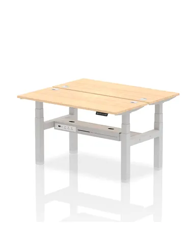 Dynamic Air 1400 x 600mm Height Adjustable 2 Person Bench Desk Maple Top Cable Ports HA01868