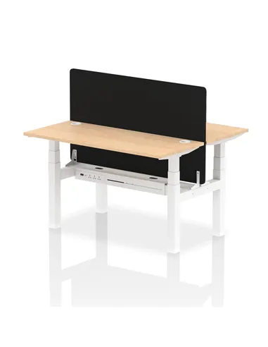Dynamic Air 1400 x 600mm Height Adjustable 2 Person Bench Desk Maple Top Cable Ports Screen HA01871