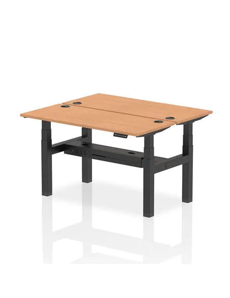 Dynamic Air 1400 x 600mm Height Adjustable 2 Person Bench Desk Oak Top Cable Ports HA01872