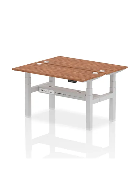 Dynamic Air 1400 x 600mm Height Adjustable 2 Person Bench Desk Walnut Top Cable Ports HA01880