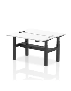 Dynamic Air 1400 x 600mm Height Adjustable 2 Person Bench Desk White Top Cable Ports HA01884