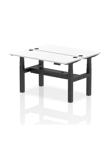 Dynamic Air 1400 x 600mm Height Adjustable 2 Person Bench Desk White Top Cable Ports HA01884