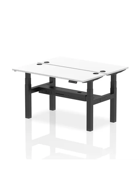 Dynamic Air 1400 x 600mm Height Adjustable 2 Person Bench Desk White Top Cable Ports HA01884