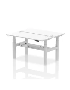 Dynamic Air 1400 x 600mm Height Adjustable 2 Person Bench Desk White Top Cable Ports HA01886