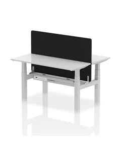 Dynamic Air 1400 x 600mm Height Adjustable 2 Person Bench Desk White Top Cable Ports Screen HA01887
