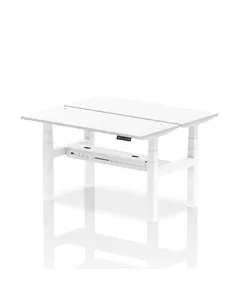 Dynamic Air 1400 x 600mm Height Adjustable 2 Person Bench Desk White Top Cable Ports HA01888