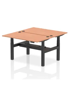 Dynamic Air 1400 x 800mm Height Adjustable 2 Person Bench Desk Beech Top Cable Ports HA01962