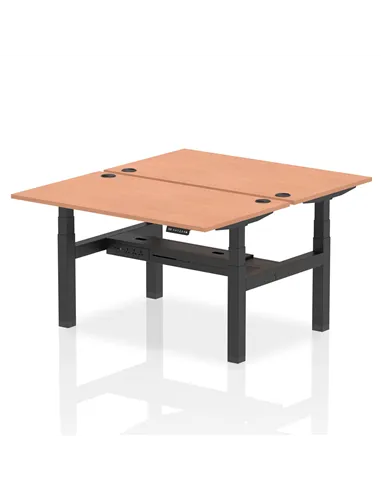 Dynamic Air 1400 x 800mm Height Adjustable 2 Person Bench Desk Beech Top Cable Ports HA01962