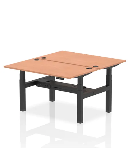 Dynamic Air 1400 x 800mm Height Adjustable 2 Person Bench Desk Beech Top Cable Ports HA01962