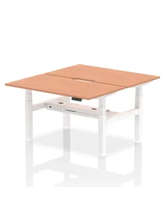Dynamic Air 1400 x 800mm Height Adjustable 2 Person Bench Desk Beech Top Scalloped Edge HA01972