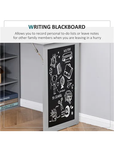 HOMCOM Folding Convertible Desk with Blackboard Multi-function Computer Office Workstation Side Shelf for Home Office, Grey