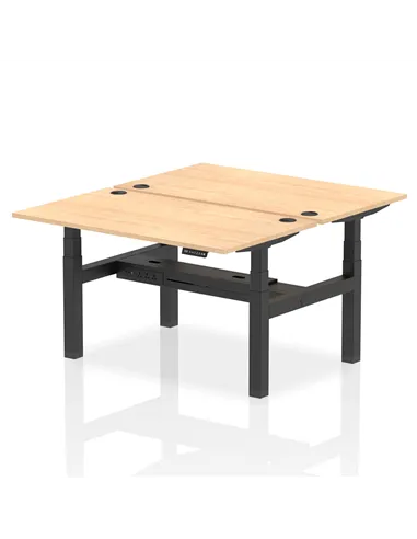 Dynamic Air 1400 x 800mm Height Adjustable 2 Person Bench Desk Maple Top Cable Ports HA01986
