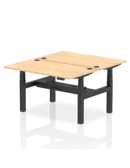 Dynamic Air 1400 x 800mm Height Adjustable 2 Person Bench Desk Maple Top Cable Ports HA01986