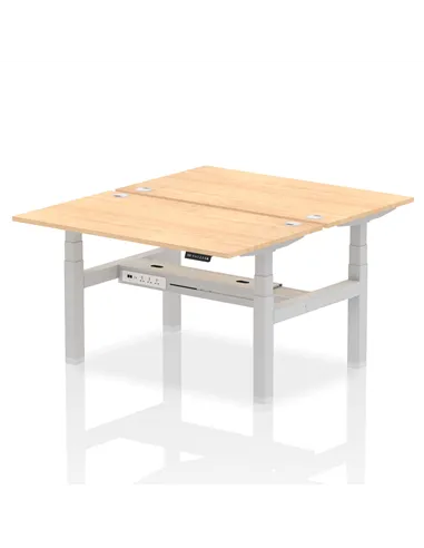 Dynamic Air 1400 x 800mm Height Adjustable 2 Person Bench Desk Maple Top Cable Ports HA01988