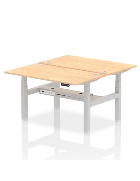 Dynamic Air 1400 x 800mm Height Adjustable 2 Person Bench Desk Maple Top Cable Ports HA01988