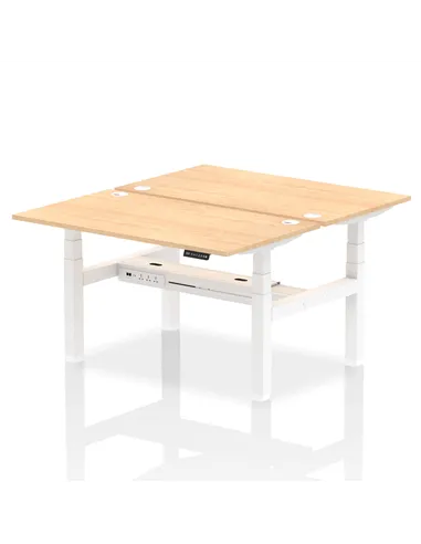 Dynamic Air 1400 x 800mm Height Adjustable 2 Person Bench Desk Maple Top Cable Ports HA01990