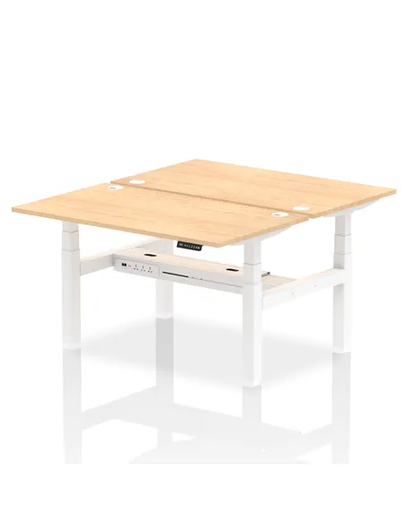 Dynamic Air 1400 x 800mm Height Adjustable 2 Person Bench Desk Maple Top Cable Ports HA01990