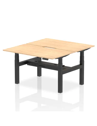 Dynamic Air 1400 x 800mm Height Adjustable 2 Person Bench Desk Maple Top Scalloped Edge HA01992