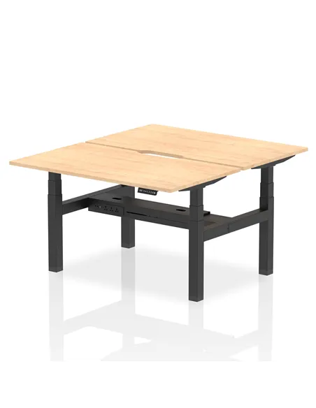 Dynamic Air 1400 x 800mm Height Adjustable 2 Person Bench Desk Maple Top Scalloped Edge HA01992