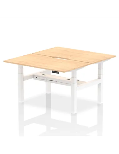 Dynamic Air 1400 x 800mm Height Adjustable 2 Person Bench Desk Maple Top Scalloped Edge HA01996